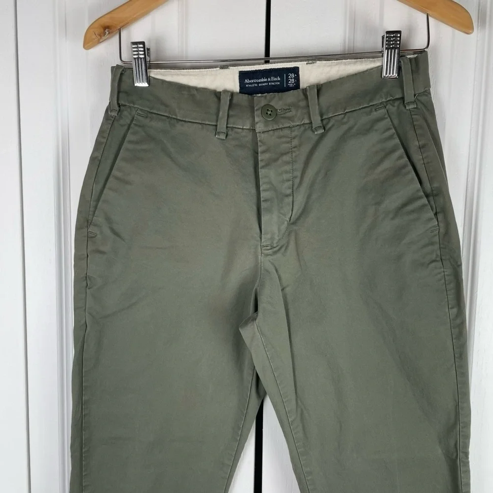 Abercrombie & Fitch Athletic Skinny Stretch Chino Pants Men’s 28x28 Army Green - Picture 2 of 13